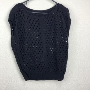 White House Black Market Black Open Weave Sweater